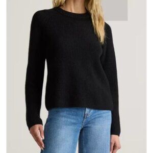 Quince Mongolian Cashmere Fisherman Crewneck Sweater Black Small